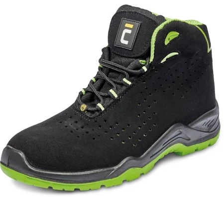 Buty robocze wyższe niemetalowe Halwill MF ESD S1P czarno-zielone Cerva