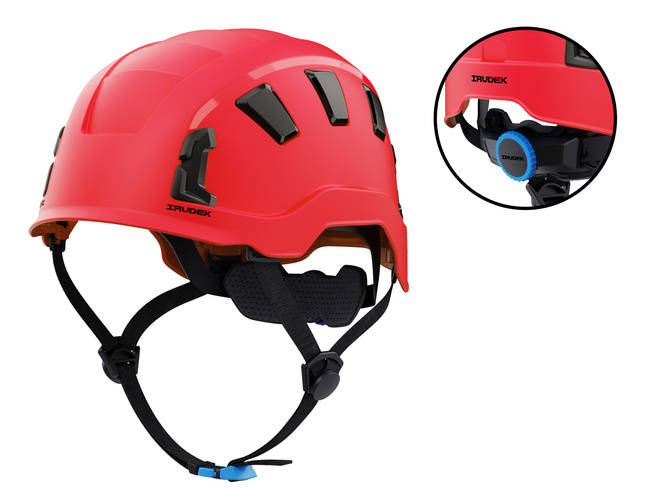 Kask do pracy na wysokości wentylowany OREKA II czerwony Irudek