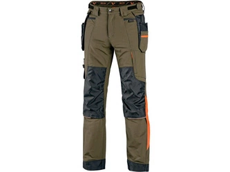 Spodnie robocze stretch CXS Naos khaki-brązowo-pomarańczowe