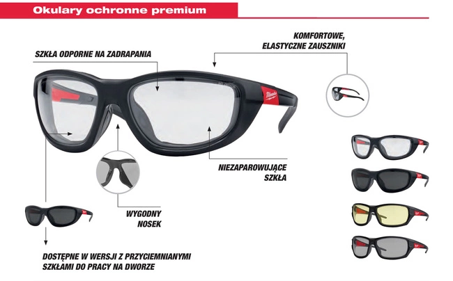 Okulary ochronne PREMIUM Safety Glasses w kolorze szarym Milwaukee