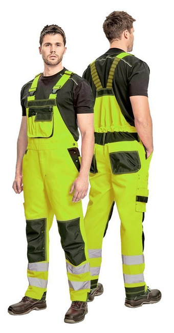 Spodnie robocze ogrodniczki kolor Hi-Vis żółty Knoxfield FL290 Cerva
