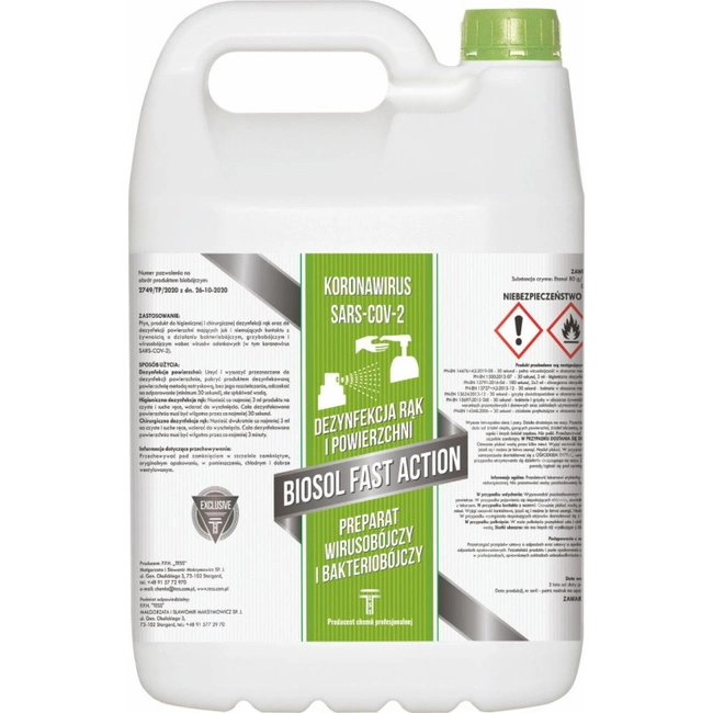 Płyn bakteriobójczy koronawirus do dezynfekcji Biosol Fast Action